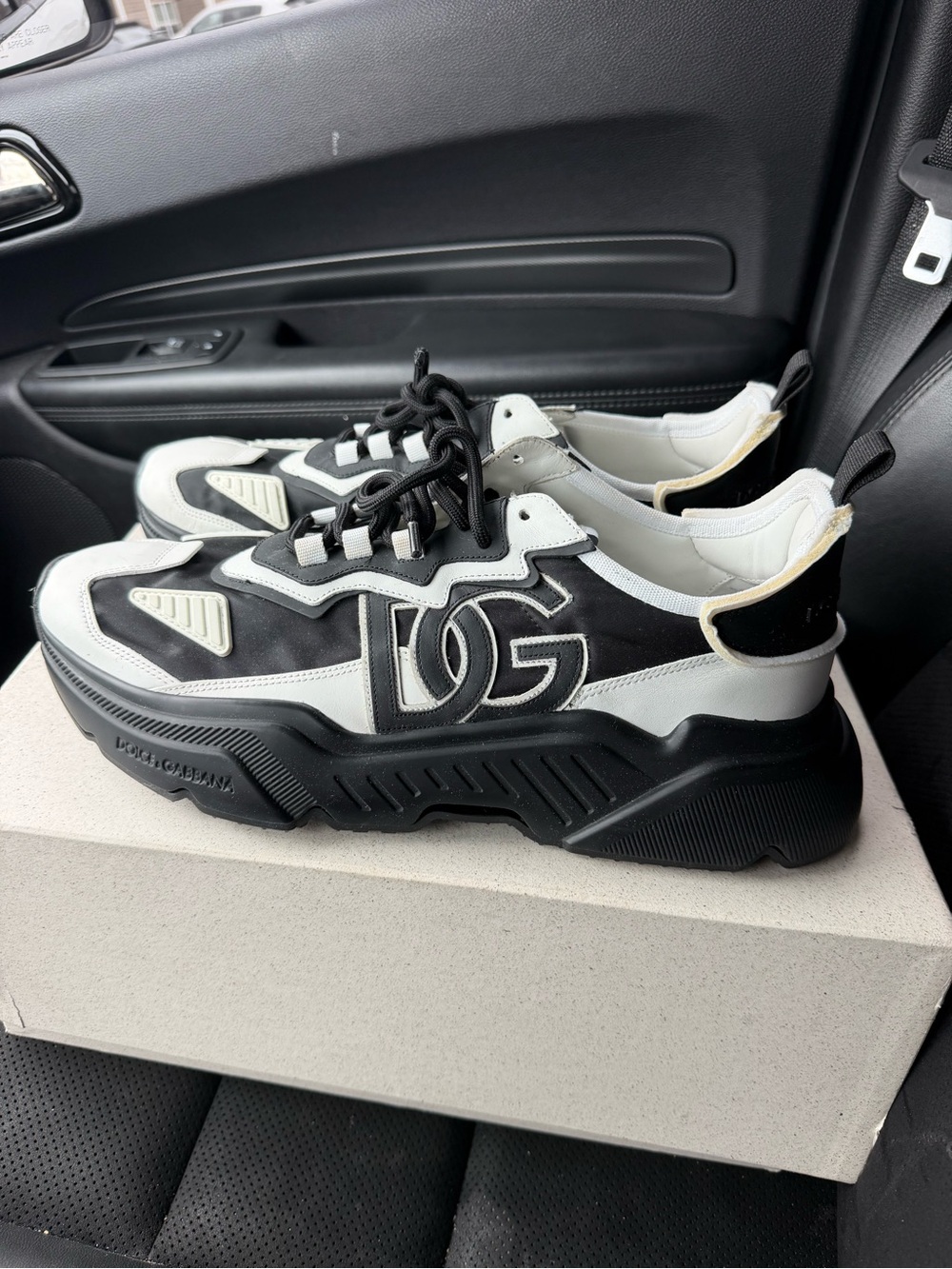 Dolce & Gabbana Black, White and Cream Men's Chunky Runner Sneakers